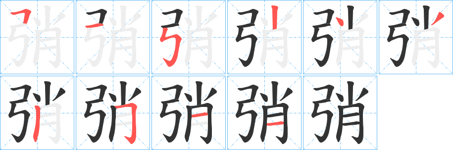 弰字笔画写法