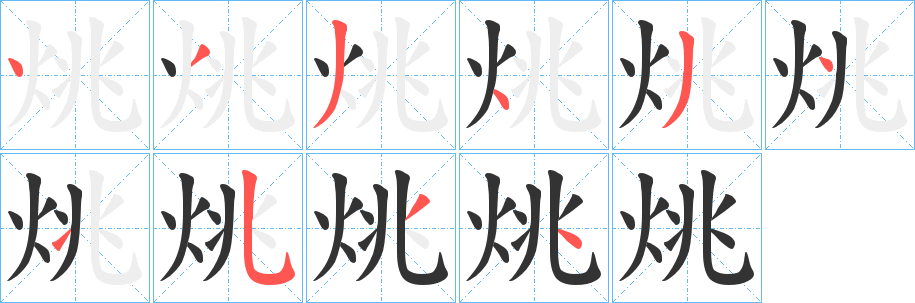 烑字笔画写法