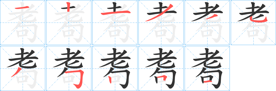 耈字笔画写法