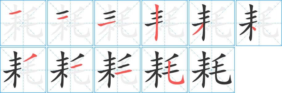 耗字笔画写法