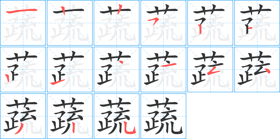 蔬字笔画写法