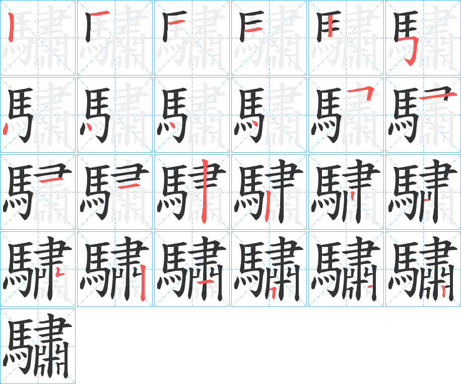 驌字笔画写法