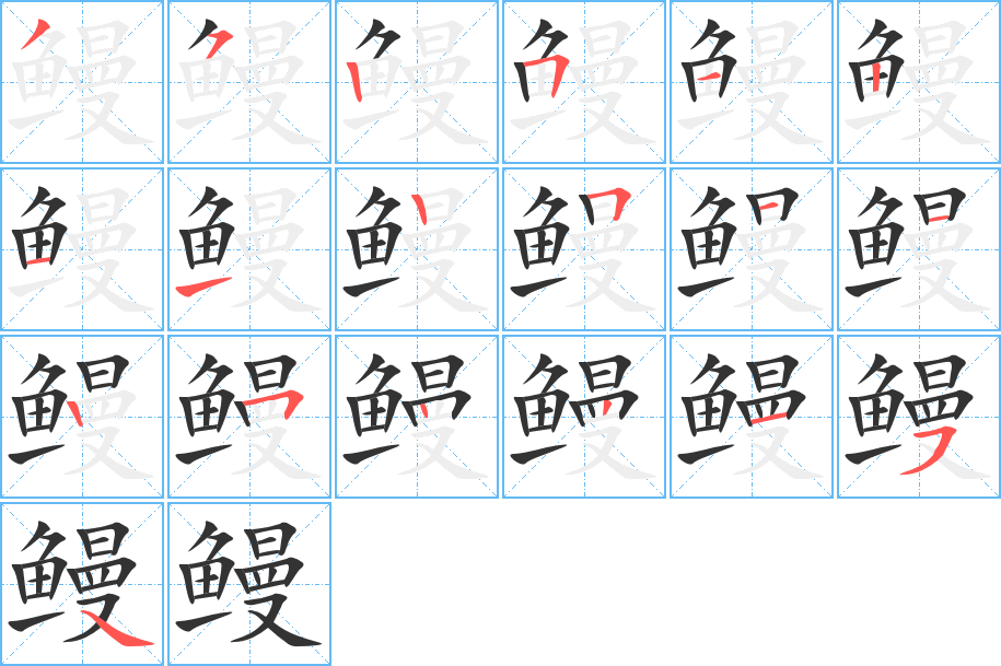 鳗字笔画写法